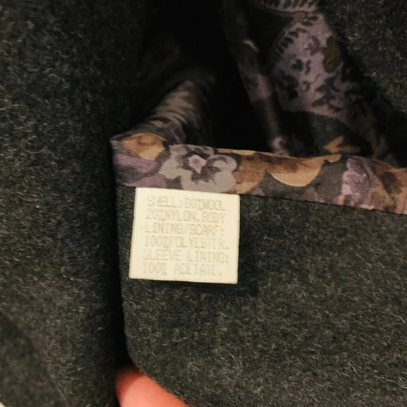 Vintage Jofeld Black Wool Double Breasted Long Dress Coat Size 14 Petite - Picture 10 of 16